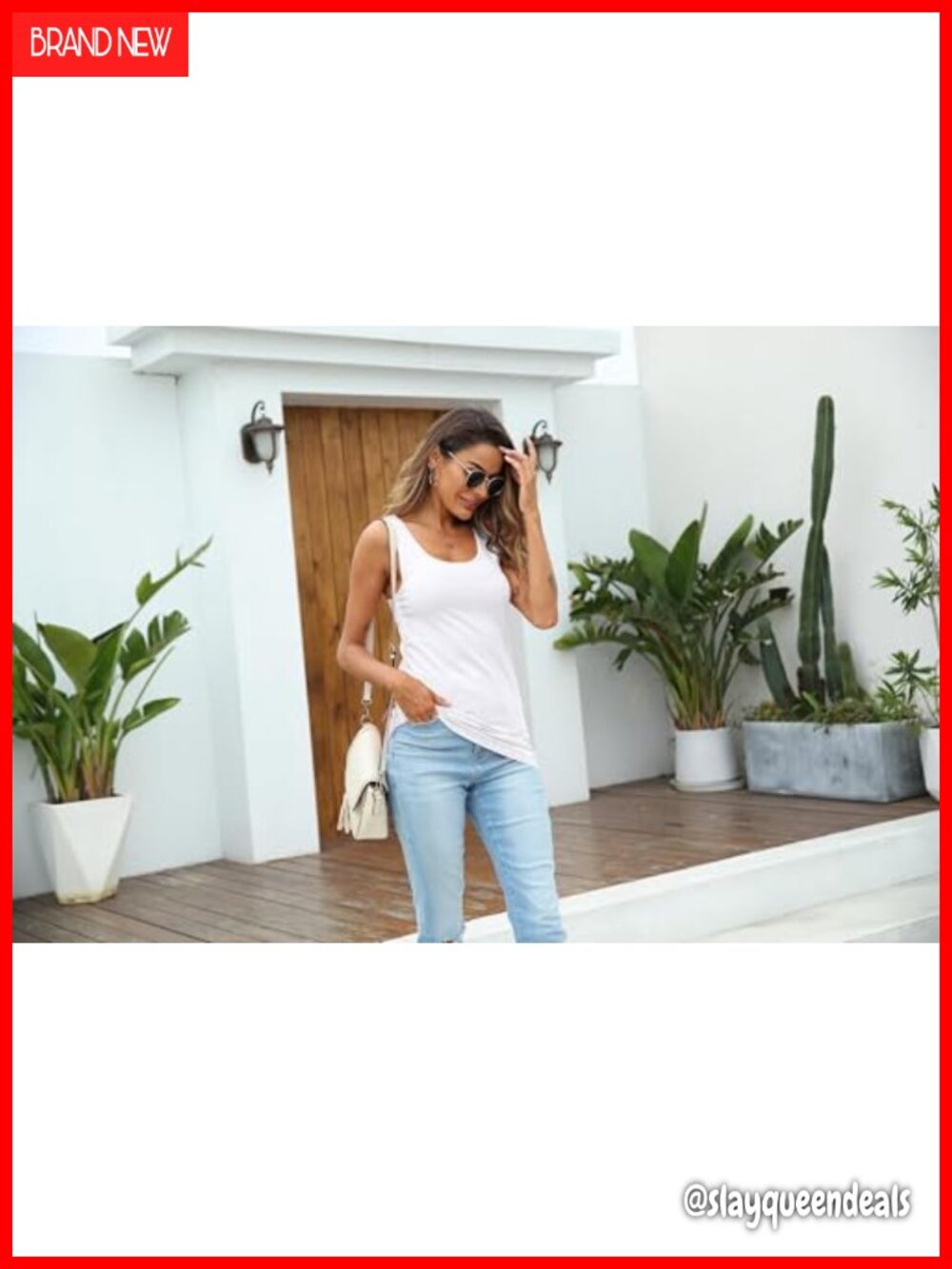 Extra Long Stretchy Sleeveless Cotton Blend Tank Camisole Layering Undershirt - Picture 2 of 6